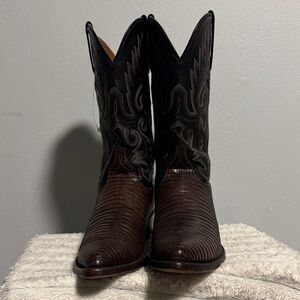 LUCCHESE Real lizard leather Brown Western Cowboy Boots
